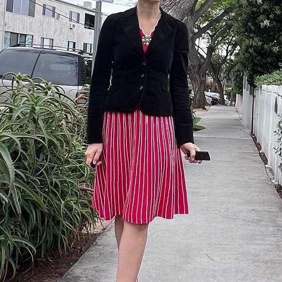 Nina Leonard Dress NWT Sweater-Dress Spring Red/White stripes Sz. S Midi ribbed - Picture 10 of 15